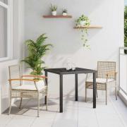 vidaXL Trädgårdsmöbelset 3 pcs Beige konstrotting
