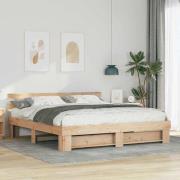 vidaXL Sängram med huvudgavel Brun 180 x 200 cm Massiv furu