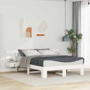 vidaXL Sängram med huvudgavel Vit 160 x 200 cm Massiv furu