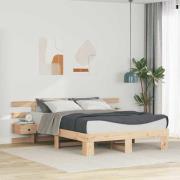 vidaXL Sängram med huvudgavel Brun 140 x 200 cm Massiv furu