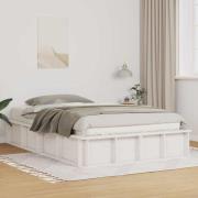 vidaXL Sängram Vit 135 x 190 cm Massiv furu