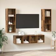 vidaXL TV-bänkset 3 pcs Gammalt trä 37 x 37 x 142.5 cm Konstruerat trä