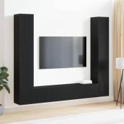 vidaXL TV-bänkset 6 pcs Svart ek 221 x 30,5 x 180 cm Konstruerat trä