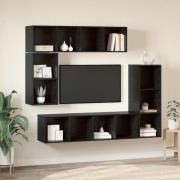 vidaXL TV-bänkset 4 pcs Svart ek 37 x 37 x 142.5 cm Konstruerat trä