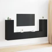 vidaXL 4-delars TV-skåp Set - Väggmonterat, svart ek, konstruerat trä