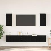 vidaXL Vägg TV Skåp Väggmonterad 3 pcs Svart Ek Konstruerat trä