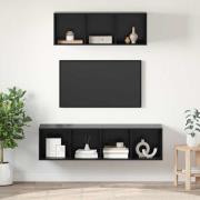 vidaXL TV-bänkset Väggmonterad 2 pcs Svart ek Konstruerat trä