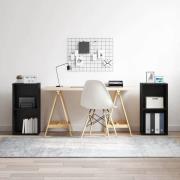 vidaXL TV-bänkset 2 pcs Svart Ek 37 x 35 x 72 cm Konstruerat trä