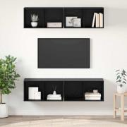 vidaXL TV-bänkset 4 pcs Svart Ek 37 x 37 x 72 cm Konstruerat trä
