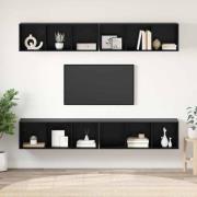 vidaXL TV-bänkset 4 pcs Svart Ek 37 x 37 x 107,5 cm Konstruerat trä