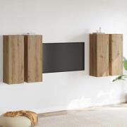 vidaXL TV-bänkset Väggmonterad 4 pcs Artisan Ek Konstruerat trä