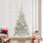 vidaXL Julgran med dekorativa strängljus Silver 240 cm