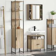 vidaXL Badrumsskåpsset med hylla 3 pcs Sonoma ek 33 x 33 x 185.5 cm