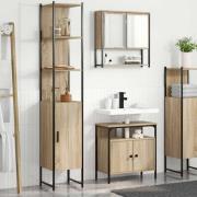 vidaXL Badrumsmöbelset med hylla 3 pcs Sonoma ek 33 x 33 x 185.5 cm