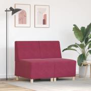 vidaXL Modulsofa utan armstöd 2 pcs Vinröd 55 x 74 x 82 cm Sammet