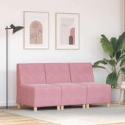 vidaXL Modulsofa utan armstöd 3 pcs Rosa 55 x 74 x 82 cm Sammet