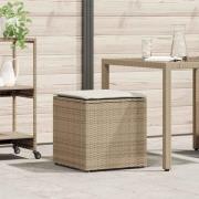 vidaXL Kuddbox med lagring Beige 50 x 50 x 50 cm konstrotting