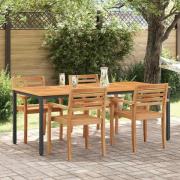 vidaXL Utomhusbord Natur och svart 200 x 90 x 75 cm massivt akacia