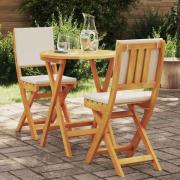 vidaXL Bistroset 3 pcs Brun massivt akacia