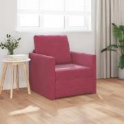 vidaXL Bäddsoffa med kudde Vinröd 74 x 77 x 81 cm Sammet