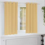 vidaXL Mörkläggningsgardiner med Ringar 2 pcs Beige 175 x 140 cm