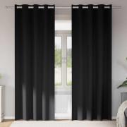 vidaXL Gardiner med gardiner 2 pcs Svart Polyester