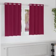 vidaXL Mörkläggningsgardiner med ringar Vinröd Polyester