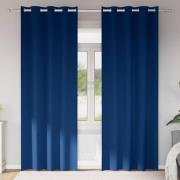 vidaXL Gardiner med gardiner 2 pcs Mörkblå Polyester