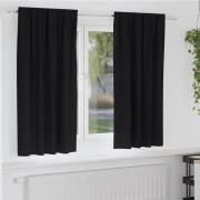 vidaXL Gardiner med gardiner 2 pcs Svart Polyester