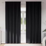 vidaXL Mörkläggningsgardiner med gardiner Svart Polyester