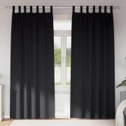 vidaXL Mörkläggningsgardiner med ringar Svart Polyester