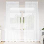 vidaXL Gardiner med gardiner 2 pcs Vit Polyester
