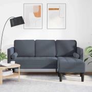 vidaXL 3-sits soffa med chaise L-format mörkgrå 160 cm sammet
