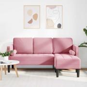 vidaXL Soffset Dammig rosa 173 x 131 x 67 cm Sammet