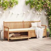 vidaXL Trädgårdsbänk med lagring 228 x 60 x 90 cm Massivt teakträ