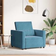 vidaXL Enkel Soffbed Reclining med hjul Blå 90 x 165 x 87 cm Sammet