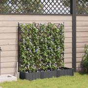 vidaXL Trädgårdsplanterare med trellis 3 pcs Svart 120 x 40 x 125.5 cm