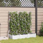 vidaXL Trädgårdsplanterare med trellis 3 pcs Vit 120 x 40 x 125.5 cm