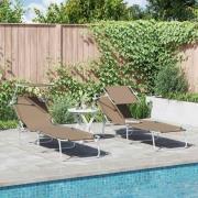 vidaXL Solstol 2-person 2 pcs Taupe 58 x 188 x 77cm tyg