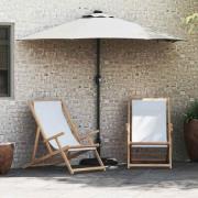 vidaXL Trädgårdsparasol med LED -remsljus Sand 294 x 150 x 223 cm tyg
