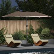 vidaXL Trädgårdsparasol Taupe 385 x 209 x 244 cm tyg