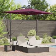 vidaXL Cantilever bananparasol Vinröd 294 x 200 x 254 cm