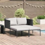 vidaXL Solbädd med kudde 2-person Antracit 115 x 153 x 69.5cm Stål
