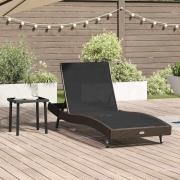 vidaXL Solsäng med bord 2 pcs Brun, svart 40 x 40 x 40.5 cm