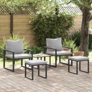 vidaXL Trädgårdsoffset 4 pcs Svart 61 x 72,5 x 71 cm Stål