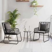 vidaXL Trädgårdsmöbelset 3 pcs Svart, Antracit Poly rattan, stål