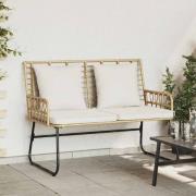 vidaXL Trädgårdsbänk Brun, Svart, Gräddfärgad Poly rattan, stål