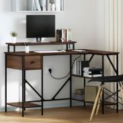 vidaXL Skrivbord med låda brun ek 120 x 79 x 86.5 cm Konstruerat trä