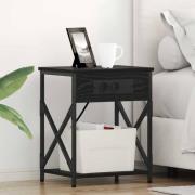 vidaXL Sängbord med laddningsstation Svart ek 41 x 31 x 51 cm