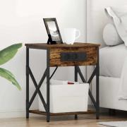 vidaXL Sängbord med laddningsstation 2 pcs Rökfärgad ek
